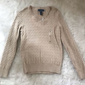 Karen Scott Cream cable detail jersey XS